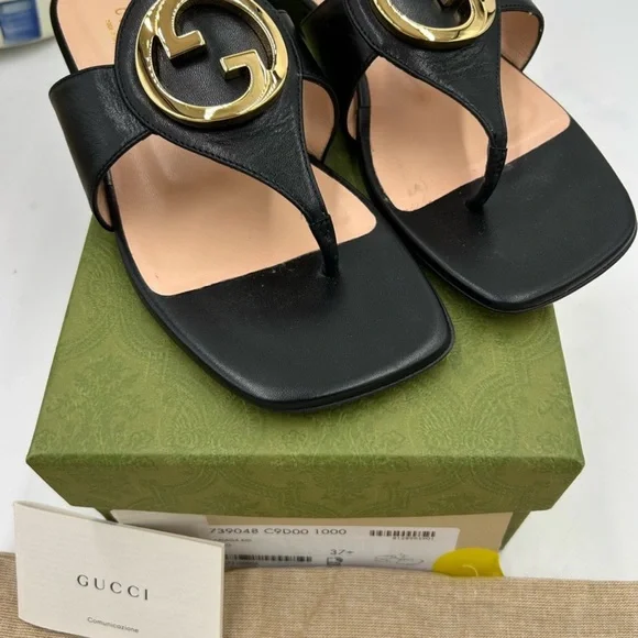 Women’s Gucci, blonde GG leather thong Sandals size 37.5 made in Italy - Picture 5 of 11